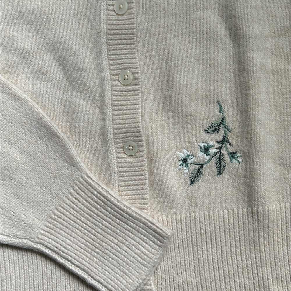 NWT Aerie Softest Classic Cardigan Floral Embroidered - Picture 5 of 6